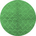 Round Oriental Emerald Green Industrial Rug, urb563emgrn