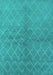 Machine Washable Oriental Turquoise Industrial Area Rugs, wshurb563turq