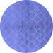 Round Oriental Blue Industrial Rug, urb563blu