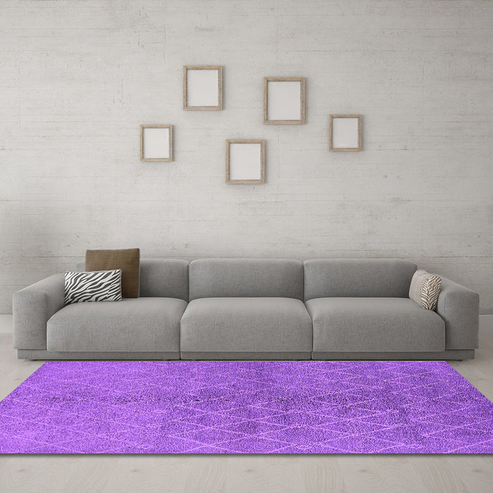 Machine Washable Oriental Purple Industrial Area Rugs in a Living Room, wshurb563pur