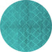 Round Oriental Turquoise Industrial Rug, urb563turq