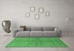 Machine Washable Oriental Emerald Green Industrial Area Rugs in a Living Room,, wshurb563emgrn