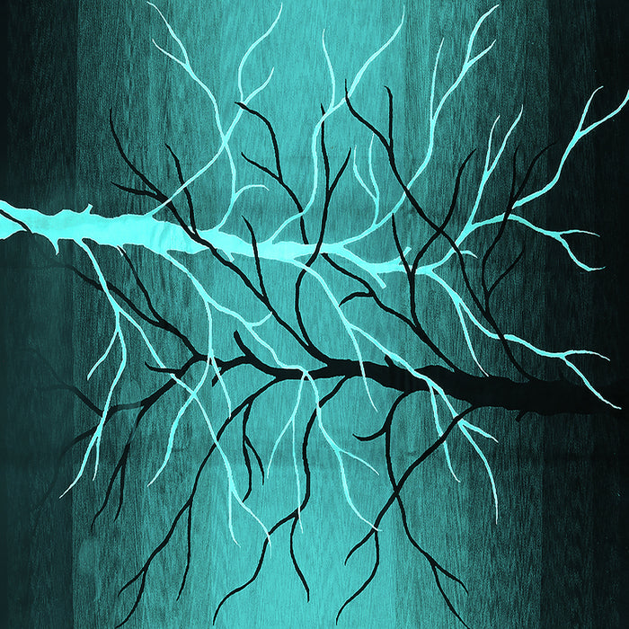 Square Machine Washable Oriental Turquoise Industrial Area Rugs, wshurb564turq