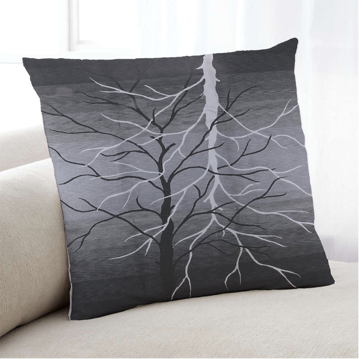 Lifestyle Image of Mid-Century Modern Urban Square Charcoal Black Throw Pillow, 18 inch by 18 inch, pwurb564