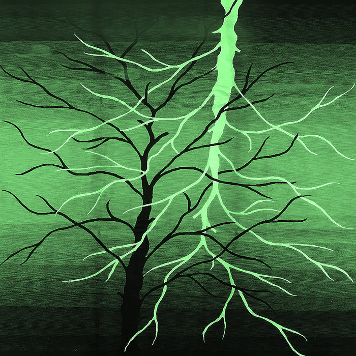 Square Machine Washable Oriental Emerald Green Industrial Area Rugs, wshurb564emgrn