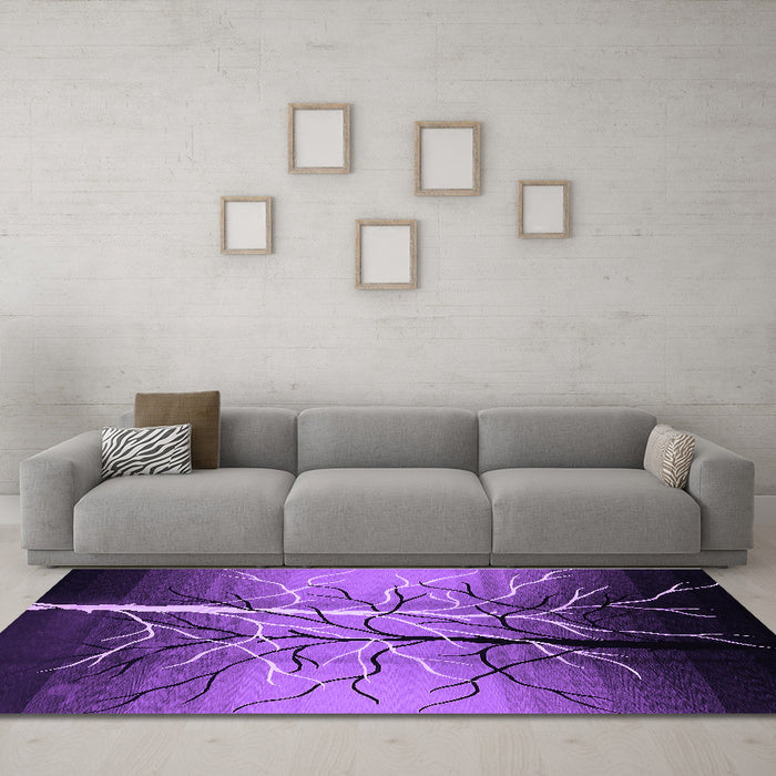 Machine Washable Oriental Purple Industrial Area Rugs in a Living Room, wshurb564pur