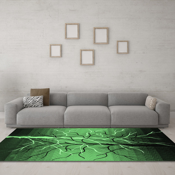Machine Washable Oriental Emerald Green Industrial Area Rugs in a Living Room,, wshurb564emgrn