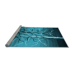 Sideview of Machine Washable Oriental Light Blue Industrial Rug, wshurb564lblu
