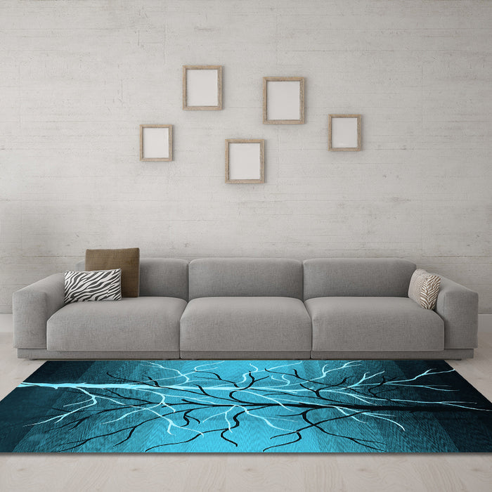 Machine Washable Oriental Light Blue Industrial Rug in a Living Room, wshurb564lblu