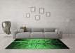 Machine Washable Oriental Green Industrial Area Rugs in a Living Room,, wshurb564grn