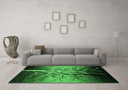 Machine Washable Oriental Green Industrial Area Rugs in a Living Room,, wshurb564grn