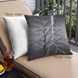 Front View of Mid-Century Modern Urban Square Charcoal Black Throw Pillow, 18 inch by 18 inch, pwurb564