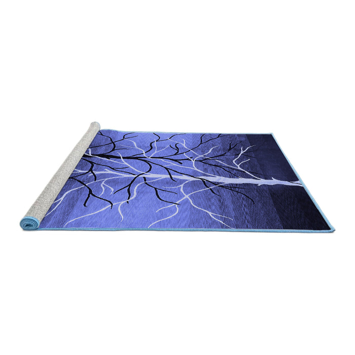 Sideview of Machine Washable Oriental Blue Industrial Rug, wshurb564blu