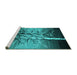 Sideview of Machine Washable Oriental Turquoise Industrial Area Rugs, wshurb564turq