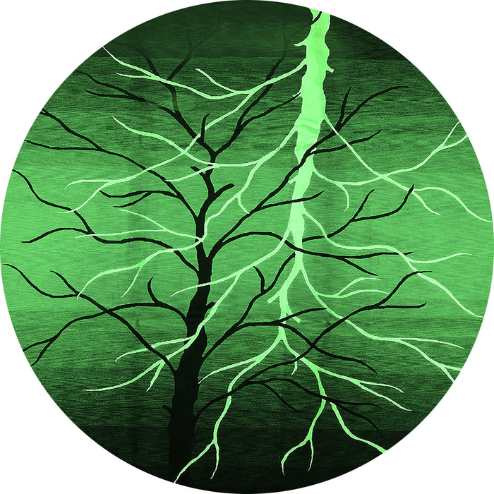 Round Oriental Green Industrial Rug, urb564grn