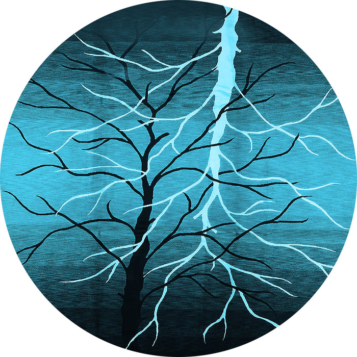 Round Machine Washable Oriental Light Blue Industrial Rug, wshurb564lblu