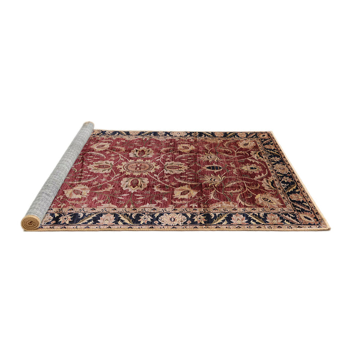 Sideview of Machine Washable Industrial Modern Saffron Red Rug, wshurb565