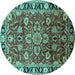 Round Oriental Turquoise Industrial Rug, urb565turq