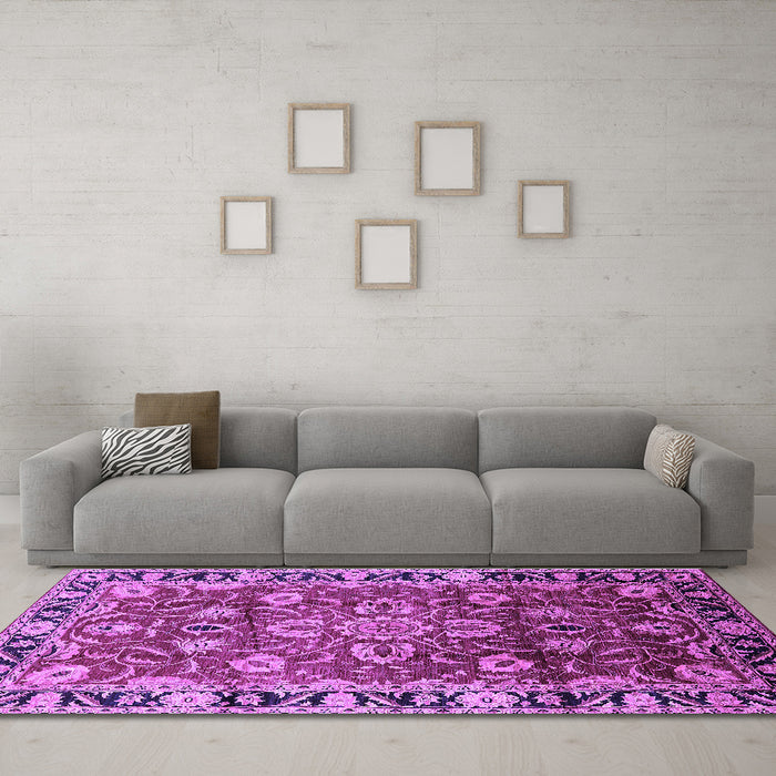 Machine Washable Oriental Purple Industrial Area Rugs in a Living Room, wshurb565pur