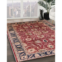 Mid-Century Modern Saffron Red Oriental Rug, urb565