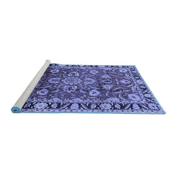 Sideview of Machine Washable Oriental Blue Industrial Rug, wshurb565blu