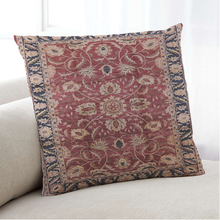 Lifestyle Image of Mid-Century Modern Urban Square Saffron Red Throw Pillow, 18 inch by 18 inch, pwurb565