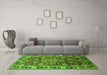 Machine Washable Oriental Green Industrial Area Rugs in a Living Room,, wshurb565grn