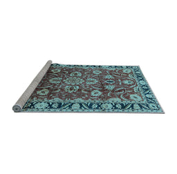 Sideview of Machine Washable Oriental Light Blue Industrial Rug, wshurb565lblu