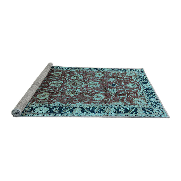 Sideview of Machine Washable Oriental Light Blue Industrial Rug, wshurb565lblu