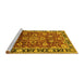 Sideview of Machine Washable Oriental Yellow Industrial Rug, wshurb565yw