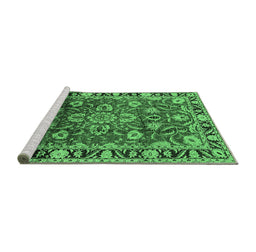 Sideview of Machine Washable Oriental Emerald Green Industrial Area Rugs, wshurb565emgrn