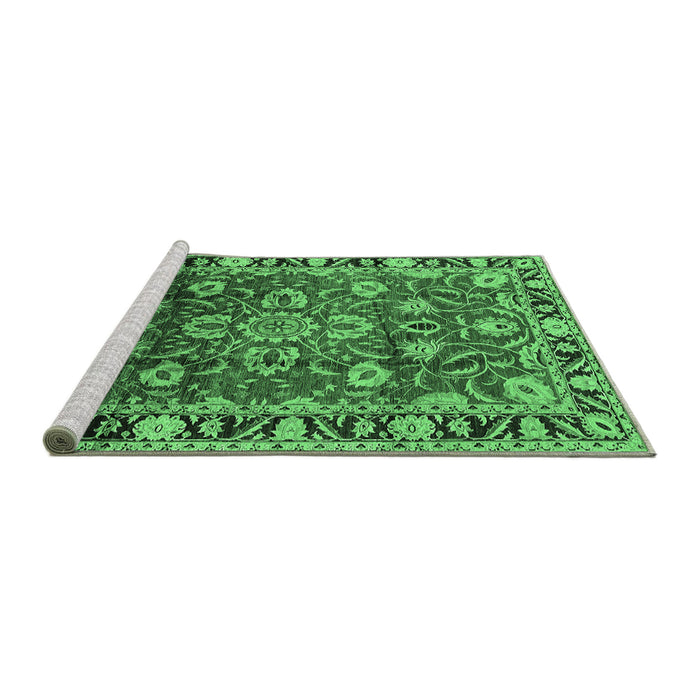 Sideview of Machine Washable Oriental Emerald Green Industrial Area Rugs, wshurb565emgrn