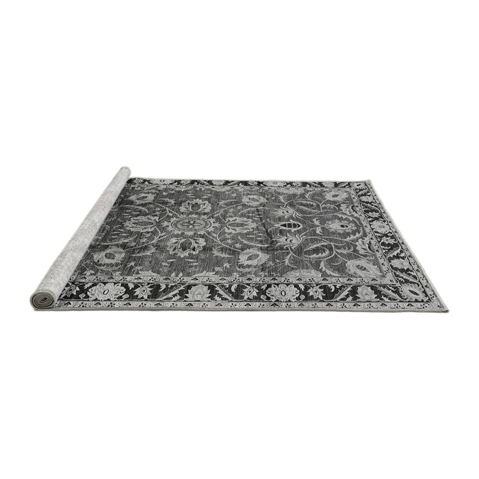 Sideview of Machine Washable Oriental Gray Industrial Rug, wshurb565gry