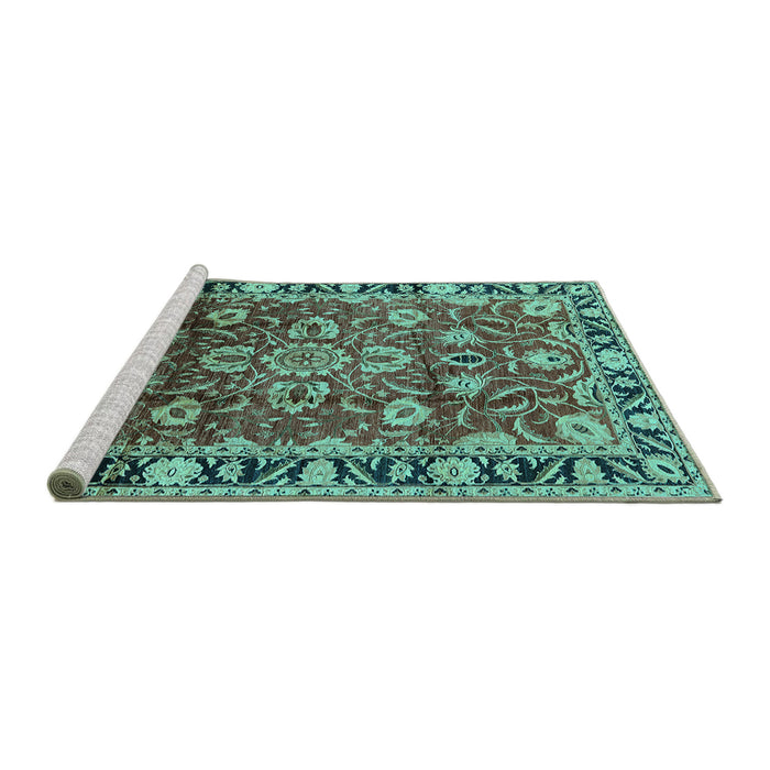 Sideview of Machine Washable Oriental Turquoise Industrial Area Rugs, wshurb565turq