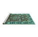 Sideview of Machine Washable Oriental Turquoise Industrial Area Rugs, wshurb565turq