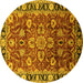 Round Machine Washable Oriental Yellow Industrial Rug, wshurb565yw