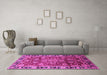 Machine Washable Oriental Pink Industrial Rug in a Living Room, wshurb565pnk