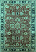 Machine Washable Oriental Turquoise Industrial Area Rugs, wshurb565turq