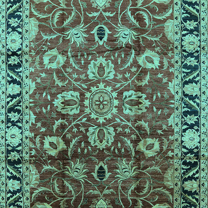 Machine Washable Oriental Turquoise Industrial Area Rugs, wshurb565turq