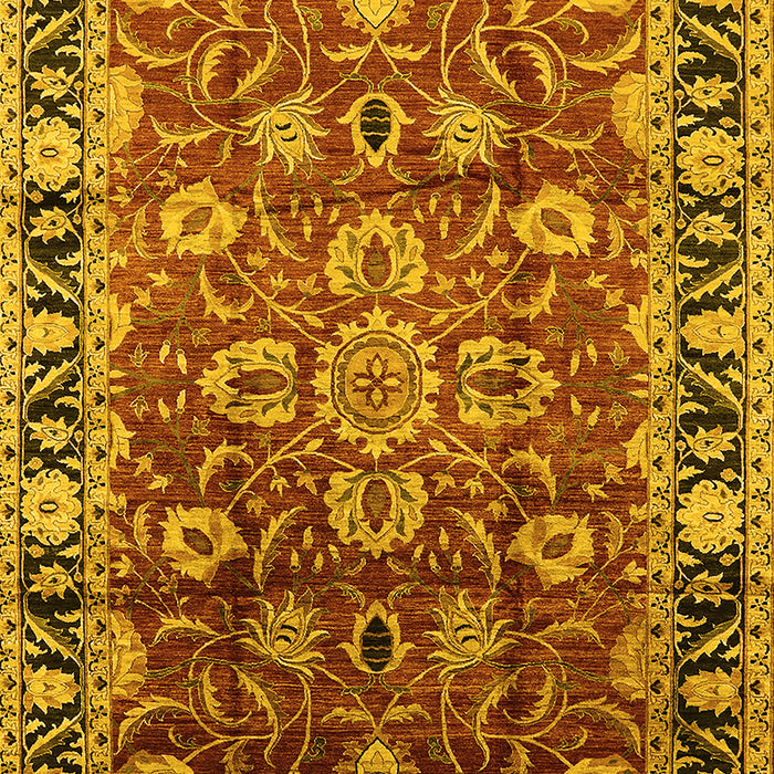 Machine Washable Oriental Yellow Industrial Rug, wshurb565yw