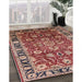 Mid-Century Modern Saffron Red Oriental Rug in Family Room, urb565