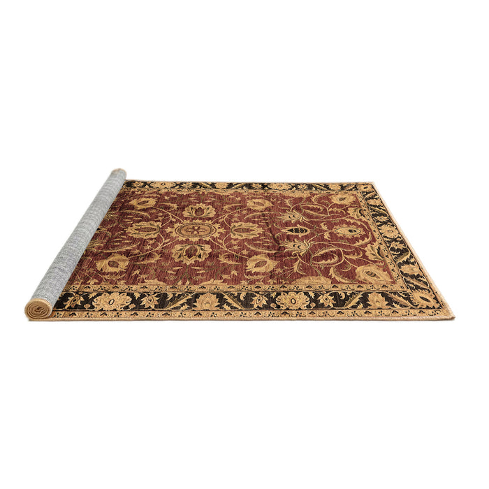 Sideview of Machine Washable Oriental Brown Industrial Rug, wshurb565brn