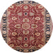 Round Machine Washable Industrial Modern Saffron Red Rug, wshurb565