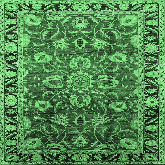 Square Machine Washable Oriental Emerald Green Industrial Area Rugs, wshurb565emgrn