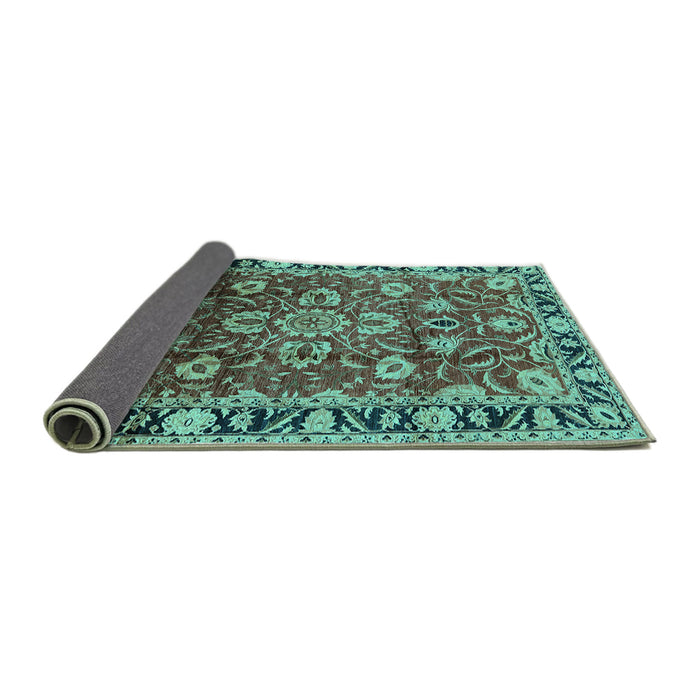 Sideview of Oriental Turquoise Industrial Rug, urb565turq