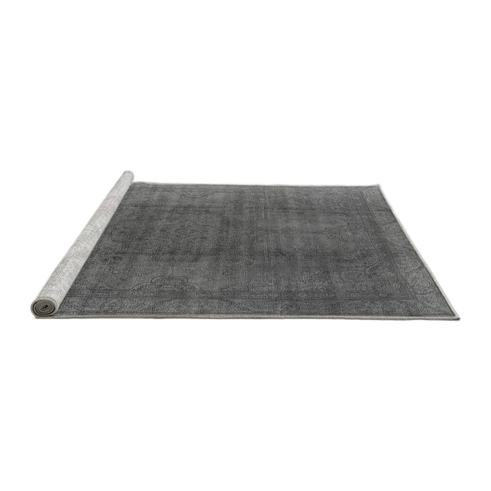 Sideview of Machine Washable Oriental Gray Industrial Rug, wshurb566gry