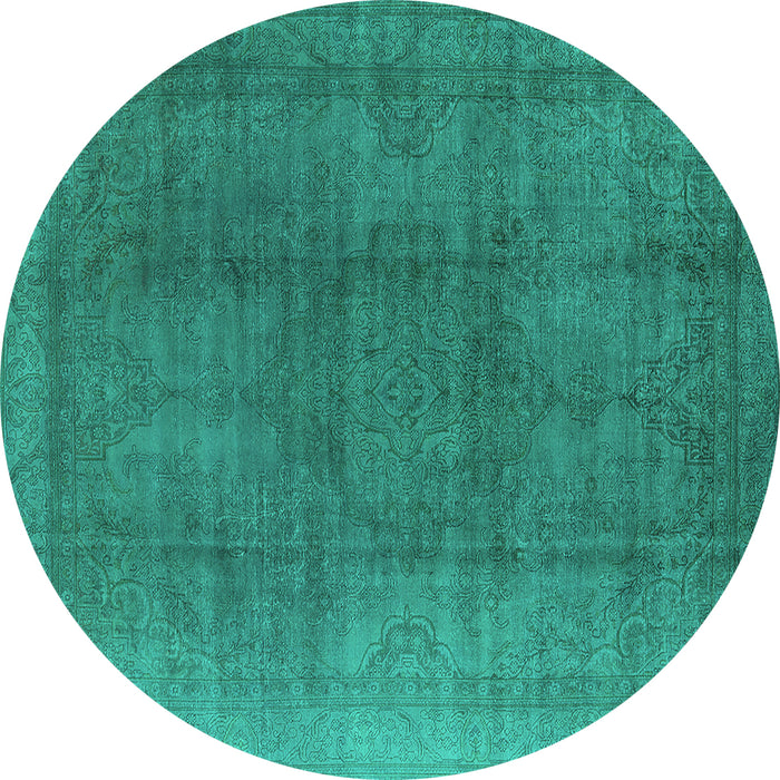 Round Machine Washable Oriental Turquoise Industrial Area Rugs, wshurb566turq