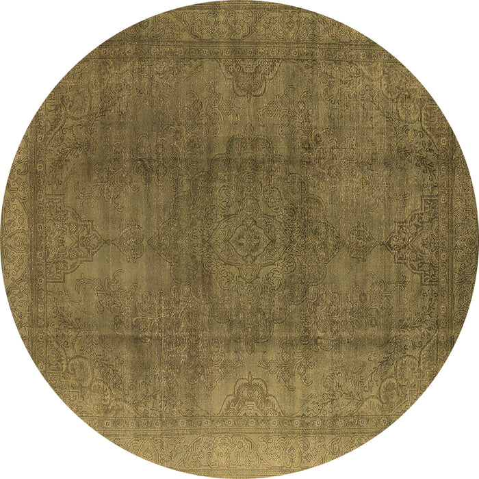 Round Oriental Brown Industrial Rug, urb566brn