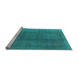 Sideview of Machine Washable Oriental Light Blue Industrial Rug, wshurb566lblu