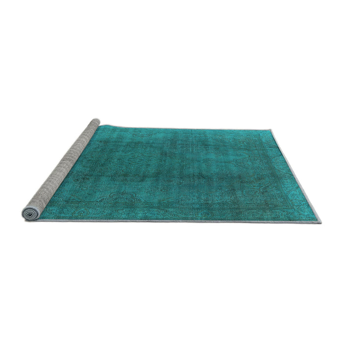 Sideview of Machine Washable Oriental Light Blue Industrial Rug, wshurb566lblu